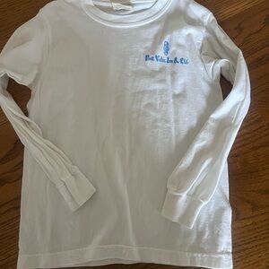 Kids White Long Sleeve Tee with Blue Logo